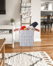 Handmade Woven Felt Two Set of Large Medium size Hamper laundry Toy Storage Basket with PU Handle